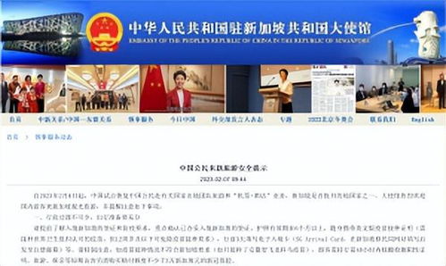 中國(guó)駐新加坡大使館發(fā)布入新安全提示及電子入境卡與國(guó)內(nèi)旅游業(yè)務(wù)指南